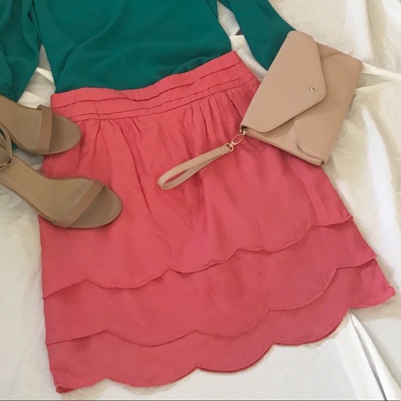Forever 21 Dresses & Skirts - Coral Scalloped Skirt Size Large